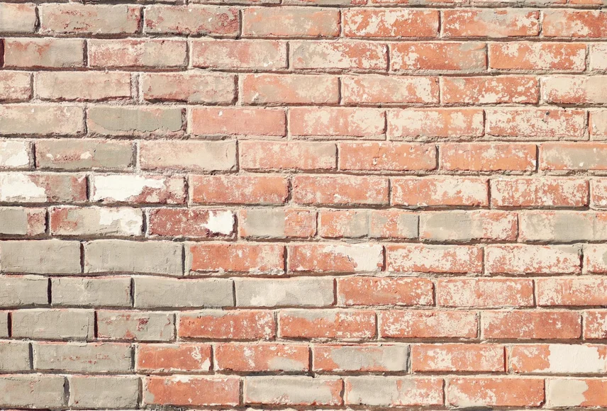 Close-up van snijvoeg knipvoeg in bakstenen gevel